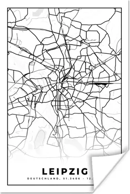 Produktbild von MuchoWow® Poster Leipzig - Karte - Stadtplan 60x90 cm - Wanddekoration