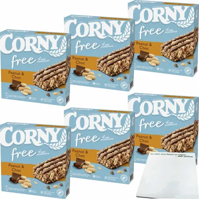 Produktbild von Corny free Peanut & Choc 6 Riegel 6er Pack (6x120g Packung) + usy Block