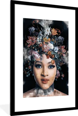 Produktbild von MuchoWow® MuchoWow® Gerahmtes Poster Blumen - Farben - Frauen 60x90 cm - Poster mit zchwarzem Bilderrahmen - Dekoration - Wandposter Wohnzimmer - Hochwertig