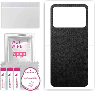 Produktbild von apgo Rückseite Schutzfolie, Skin, kompatibel mit Poco X5 Pro, Hinten Displayschutzfolie aus Vinylfolie, kratzfest, einfache Montage - Schwarze Honigwabe