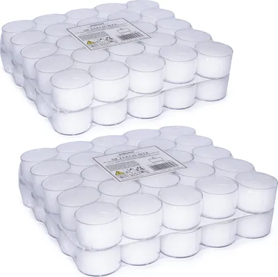 Produktbild von pajoma® Teelichte 100 Stück unbeduftet, 8 Std. Brenndauer| in Plastikschale, Teelichter Gastro
