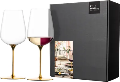 Zdjęcie produktu dla Eisch Vorteilset 2 Stück 2 Weißweingläser 543/3 im Festivity Karton ESSENCA SENSISPLUS GOLD EDITION 15434030 und Geschenk + Spende