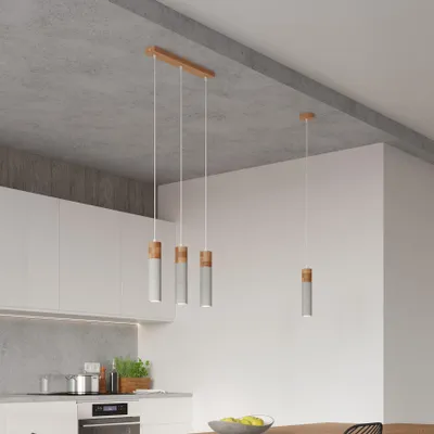 Obrázek produktu pro Závěsné svítidlo ZANE 2 betonově šedé dřevo 2 světla GU10
