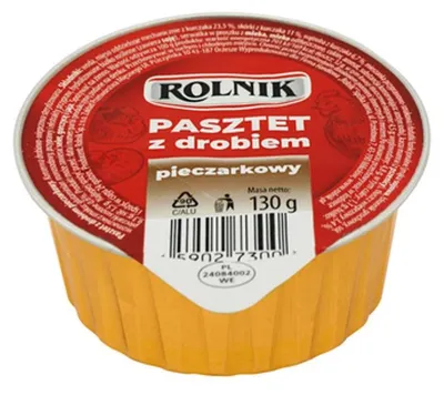 Zdjęcie produktu dla Pasztet z drobiem pieczarkowy 130 g Rolnik