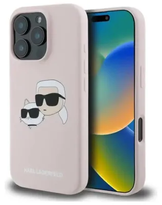 Produktbild von Karl Lagerfeld Klhmp16Xskchpplp Iphone 16 Pro Max 6.9 Różowy/Pink Hardcase Silikon Doppelköpfe drucken Magsafe