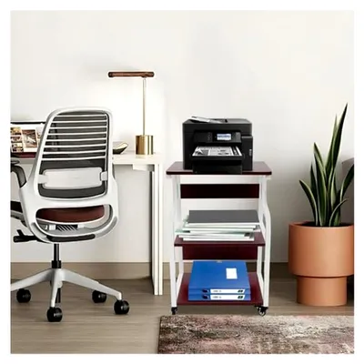 Produktbild von Druckertisch mit Rollen, 3-stufiger Druckerständer für Büro, Zuhause, Schule und Arbeitszimmer