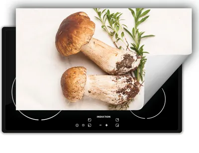 Produktbild von DarHaus Herdabdeckplatte 90x52 cm Anti Rutsch Matte Aufrollbar, Champignons