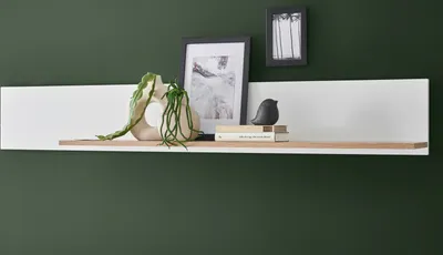 Produktbild von Wandboard "Merced" in weiß matt und Evoke Eiche Wohn- und Esszimmer Wandregal