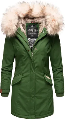 Produktbild von Navahoo Premium Damen Winterjacke Parka Mantel Jacke Kunstfell Gefüttert Kapuze Cristal Grün Gr. 44 - XXL