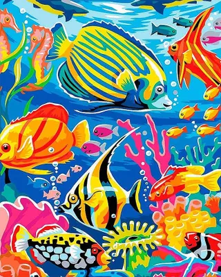 Malen nach Zahlen Set für Erwachsene – Korallenfisch, 40x50 cm