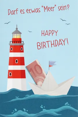 Produktbild von Geburtstag Geldkarte Karte mit Umschlag, unverpackt, Darf es etwas „Meer“ sein?, Leuchtturm