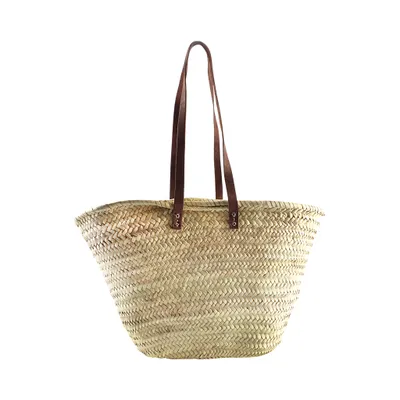 Produktbild von Kobolo Palm Leaf Bag Basket Bag Beach Shopper Ibiza Bag - Palm Leaf - Skórzany uchwyt - Torba na ramię Torba na ramię Torba na zakupy Torba transportowa Shopper