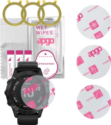 Produktbild von apgo 3 Stück Schutzglas, klar, kompatibel mit Garmin Fenix 6X Pro Smartwatch, Hybrid 8H, Ersatz für Hartglas, Displayschutzglas, Bildschirmschutz, Displayschutz, kratzfest