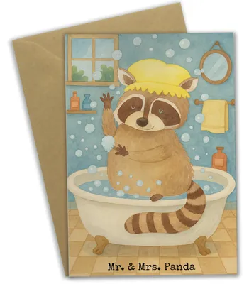 Produktbild von Mr. & Mrs. Panda Klappkarte Waschbär Design - Weiß - Geschenk, Plan, Lustige Sprüche, hochzeitskarten, Seifenblasen, osterkarte, Tagträumen, weihnachtskarten, Fröhlich