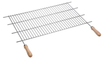 Produktbild von Grillrost aus Edelstahl 18/8, 72,5 x 40 cm, mit Holzgriffen, für den Grill