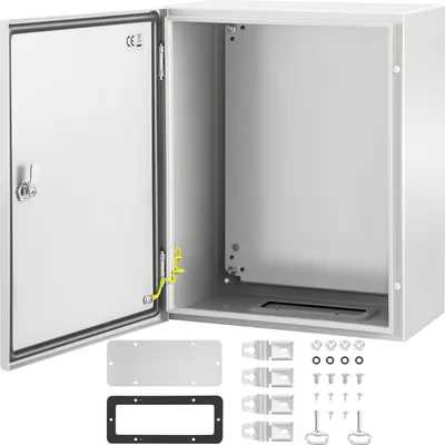 Zdjęcie produktu dla Obudowa przemysłowa NEMA, 50 x 40 x 25 cm Stalowa obudowa dystrybucyjna NEMA 4X, wodoodporna i pyłoszczelna IP66, elektryczna skrzynka przyłączeniowa do użytku zewnętrznego/wewnętrznego, z płytą montażową