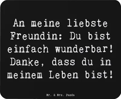 Produktbild von Mr. & Mrs. Panda Mousepad Spruch Liebste Freundin - Schwarz - Geschenk, Mauspad, wunderbar, Bedanken, mausteppich, Herz, besonderes, pc mausunterlage, herzliche Botschaft