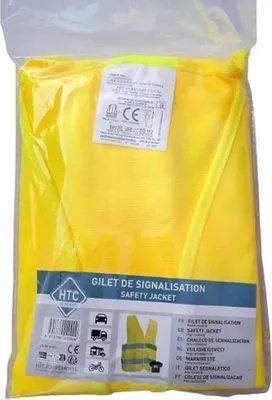 Image de Kit Sécurité Auto Moto, 1 Triangle de Signalisation 550grs, 5 Gilets de Sécurité Jaune XL, 2 Bandes Réfléchissantes