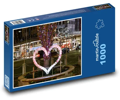 Obrázek produktu pro Puzzle 1000 Vánoční srdce - dekorace a světla - martinpuzzle