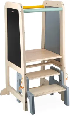 Produktbild von Janod Holz-Lernturm Tafel - höhenverstellbarer Tritthocker für Kinder