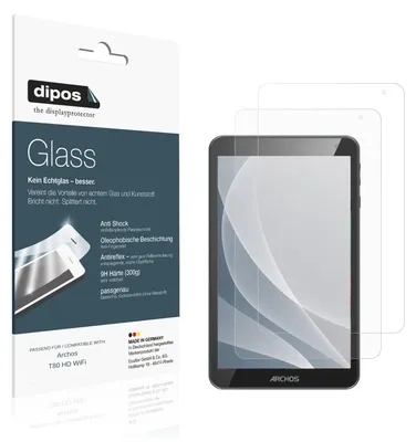 Immagine prodotto di 2x Pellicola Protettiva per Archos T80 HD WiFi Protezione opaco Vetro Flessibile 9H dipos