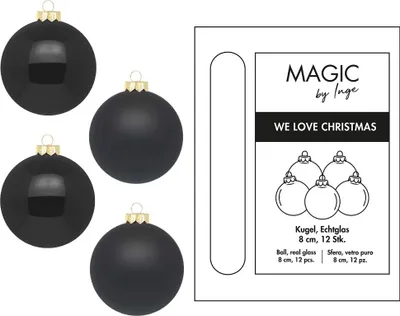 Produktbild von Weihnachtskugeln 12 Stk 8cm Ebony Black