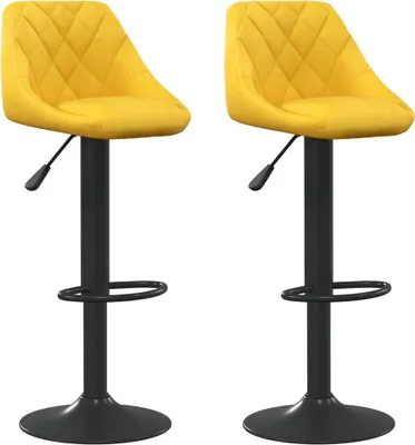 Image de vidaXL Tabouret de bar 2 pcs jaune moutarde velours
