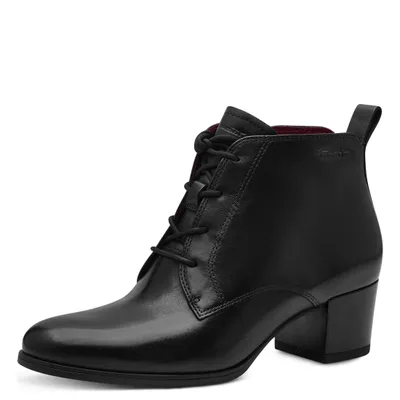 Produktbild von Tamaris Damen Stiefelette Leder Blockabsatz Schnürung 1-25131-43, Größe:38 EU, Farbe:Schwarz