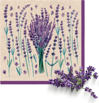 Zdjęcie produktu dla Serwetki papierowe z motywem lawendy 33x33cm 20 sztuk w opakowaniu