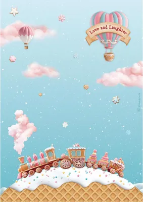 Immagine prodotto di Carta di riso per decoupage A4 - Candy Christmas - Treno - Stamperia