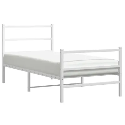 Zdjęcie produktu dla vidaXL Rama łóżka z wezgłowiem i podnóżkiem metalowa biała 90x190 cm