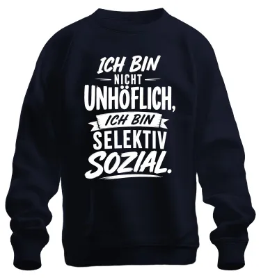 Productafbeelding van Ik ben niet onbeschoft, ik ben selectief. Statement, sarcasme. Trui, marineblauw, maat M