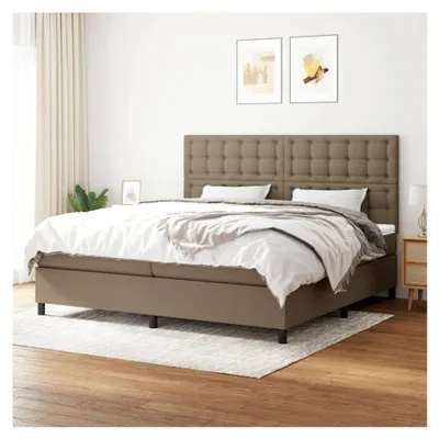 Produktbild von Lattenrost mit Matratze, Taupe, 200 x 200 cm, Stoff, Plattformbett mit Lattenhalter, einfache Montage für Schlafzimmer, Erwachsene