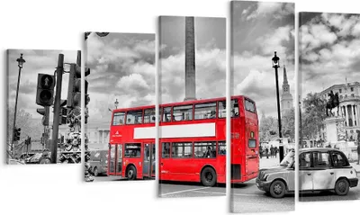 Produktbild von Bild auf Leinwand - Leinwandbild - Trafalgar Platz Taxi London - 100x60cm - Wand Bild - Wanddeko - Leinwanddruck - Bilder - Kunstdruck - Wanddekoration - Leinwand bilder - Wandkunst - EG100x60-0488
