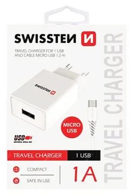 Productafbeelding van SMART IC netwerkadapter, 1x USB, 1A, met USB - microUSB datakabel (1.2 meter), wit