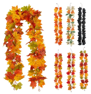 Produktbild von Künstliche Ahornblattgirlande (100/175 cm), UV-beständig, für Herbst, Halloween, Erntedankfest, Kaminsims, Veranda, Innen- und Außendekoration