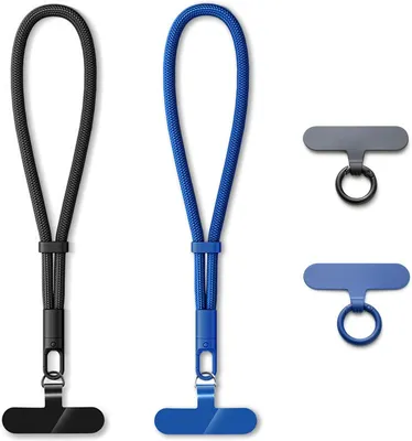 Image de Bracelet universel pour téléphone portable, court, noir et bleu