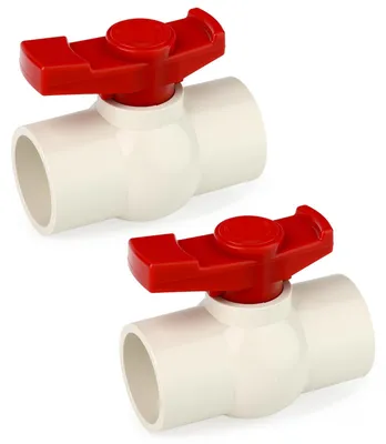 Zdjęcie produktu dla Zestaw 2 zaworów kulowych PVC do basenu, średnica 50 mm, zawór odcinający