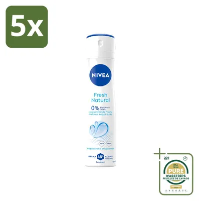 Obrázek produktu pro 5 kusů deodorantu NIVEA Fresh Natural ve spreji, objem 150 ml, balení