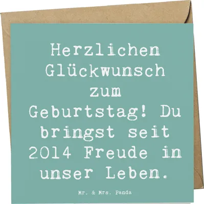 Produktbild von Mr. & Mrs. Panda Grußkarte Spruch 2014 Geburtstag Freude - Meeresbrise - Geschenk, Klappkarte, anlasskarte, Geburtstagswünsche, seit, Happy Birthday, Glückwunschkarte