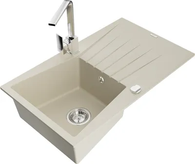 Produktbild von Mexen Cesar 1 Becken-Granitspüle mit Abtropffläche und Mischbatterie Rita, Beige - 6514-69-670300-00