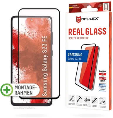 Produktbild von Displex Panzerglas (10H) für Samsung Galaxy S23 FE, Eco-Montagerahmen, Full Cover, Samsung, Galaxy S23 FE, Trockene Anwendung, Staubresistent, Schlagfest, Kratzresistent, Schockresistent, Transparent, 1 Stück(e)