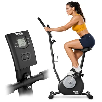 Produktbild von TREX SPORT Heimtrainer Fahrrad TX-250MB JOLT | Mechanisches Fitnessbike | Fahrrad für zuhause bis 100kg mit Pulssensor, 5 Sitzhöhen, stabil | Schwarz