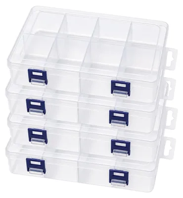 Obrázek produktu pro Skládací krabice s 8 přihrádkami | Průhledná úložná krabice | 4 kusy