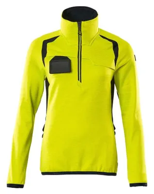 Produktbild von MASCOT® Fleecepullover mit kurzem Zipper, Damen Microfleecejacke Größe S, hi-vis gelb/schwarzblau | Packung (1 Stück)