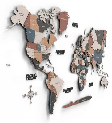 Immagine prodotto di Giallobus - Mappa del Mondo 3D - Giallobus - 161L x 94l cm - Sculture da parete - Legno MDF