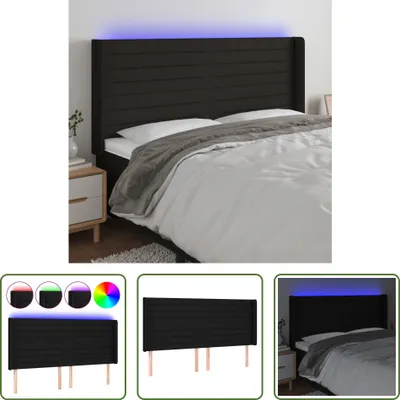 Produktbild von The Living Store LED Kopfteil Schwarz 203x16x118/128 cm Stoff