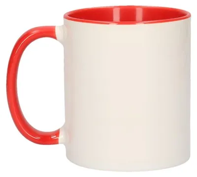 Produktbild von Kaffeebecher / Teetasse - 300 ml - Weis/Rot - Keramik