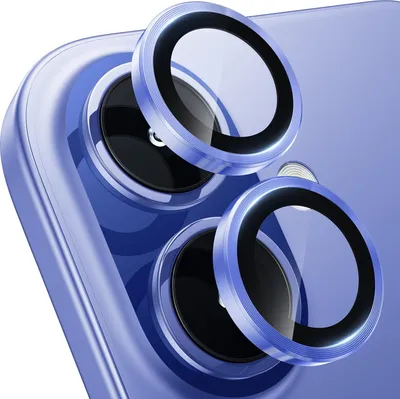Immagine prodotto di Per Apple iPhone 16 / 16 Plus Fotocamera ad anello in alluminio + H9 Vetro duro temperato Blu scuro