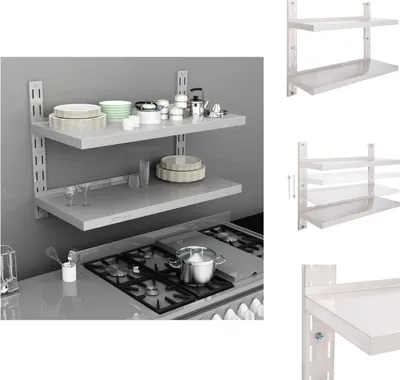 Produktbild von vidaXL 2-stufiges Wandregal Edelstahl 100 x 30 cm -  Wandregale